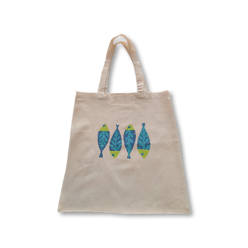 Tote Bag Poissons turquoise